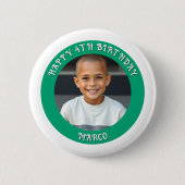 Gepersonaliseerde leeftijd, naam en foto verjaarda ronde button 5,7 cm (Voorkant)