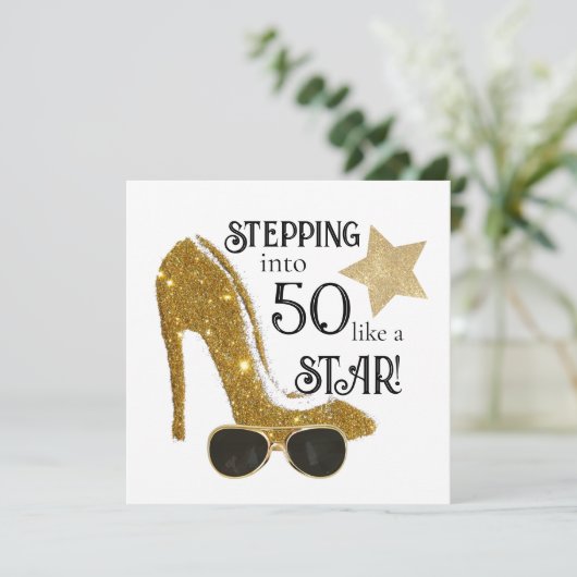 Gepersonaliseerde leeftijd verjaardag uitnodiging  (Staand voorkant)