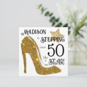 Gepersonaliseerde leeftijd verjaardag uitnodiging (Staand voorkant)