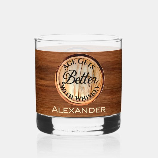 Gepersonaliseerde leeftijd wordt beter met whisky  whisky glas (Achterkant)
