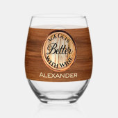 Gepersonaliseerde leeftijd wordt beter met wijn ho wijnglas zonder voet (Achterkant)