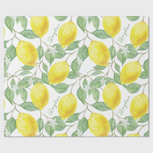 Gepersonaliseerde leemonvruchten, bladeren bloeme cadeaupapier (Vlak)