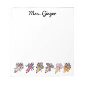 Gepersonaliseerde leerkracht potloden dier print b notitieblok (Voorkant)