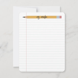 Gepersonaliseerde leerkracht voor potlood en papie notitiekaartje