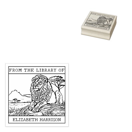 Gepersonaliseerde Leeuw Boekenplaat Rubberstempel (Gestempeld)