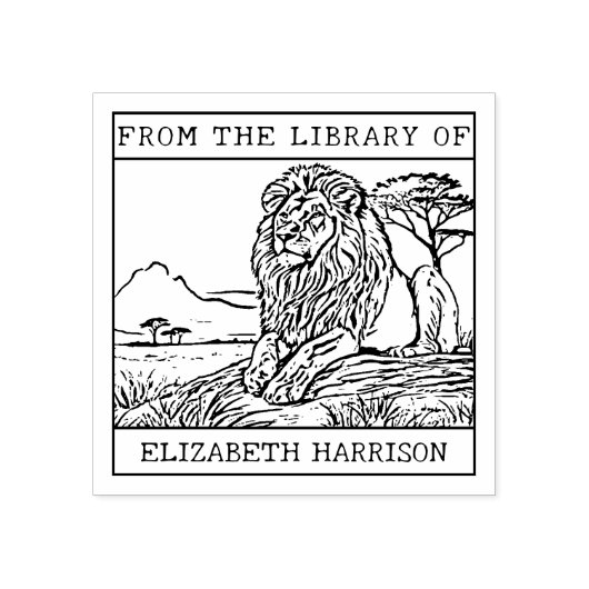 Gepersonaliseerde Leeuw Boekenplaat Rubberstempel (Afrduk)