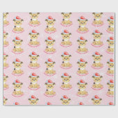 Gepersonaliseerde leeuw, eerste kerstkind, meisje  cadeaupapier (Vlak)