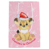 Gepersonaliseerde leeuw, eerste kerstkind, meisje  medium cadeauzakje (Achterkant)