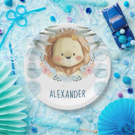 Gepersonaliseerde leeuw illustratie papieren bordje (Feest)