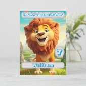 Gepersonaliseerde Leeuw Verjaardag Kaart Naam Leef (Staand voorkant)