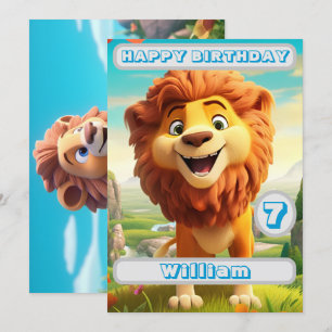Gepersonaliseerde Leeuw Verjaardag Kaart Naam Leef
