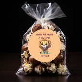 Gepersonaliseerde leeuw verjaardagsfeestje ronde sticker