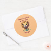 Gepersonaliseerde leeuw verjaardagsfeestje ronde sticker (Envelop)