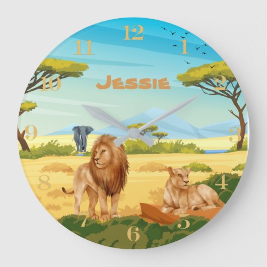 Gepersonaliseerde leeuwen op de Savannah Grote Klok (Voorkant)