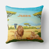 Gepersonaliseerde leeuwen op de Savannah Kussen (Achterkant)