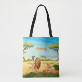 Gepersonaliseerde leeuwen op de Savannah Tote Bag (Voorkant)