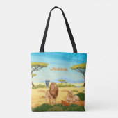 Gepersonaliseerde leeuwen op de Savannah Tote Bag (Achterkant)