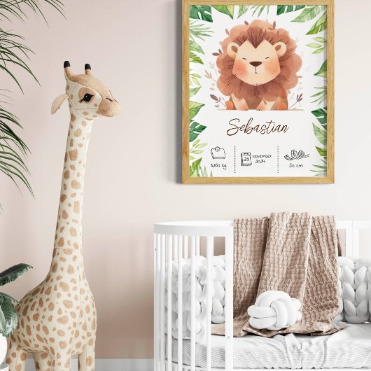 Gepersonaliseerde leeuwenkwekerij kunst print