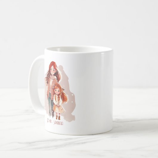 Gepersonaliseerde legant moeder en dochter koffiemok (Voorkant links)