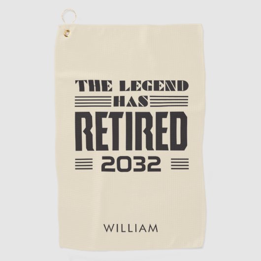 Gepersonaliseerde legende heeft gepensioneerde baa golfhanddoek (Voorkant)