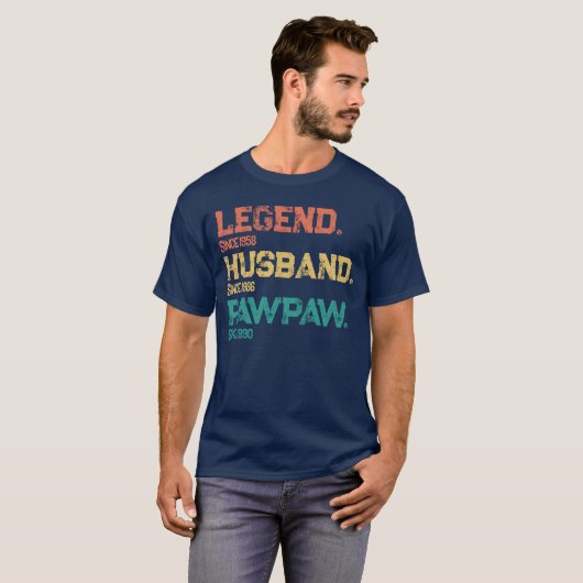 Gepersonaliseerde legende Man Pawpaw Vaderdag T-shirt (Voorkant volledig)