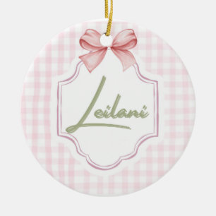 Gepersonaliseerde Leilani Baby Girl Nursery Gingha Keramisch Ornament