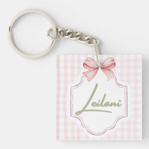 Gepersonaliseerde Leilani Baby Girl Nursery Gingha Sleutelhanger