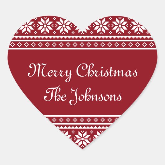 Gepersonaliseerde LELIJKE KERSTTRUI hart stickers (Voorkant)