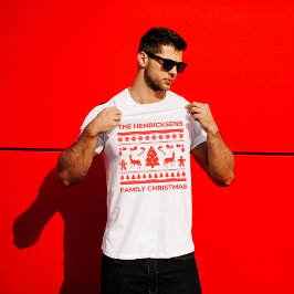 Gepersonaliseerde Lelijke Trui Stijl Familie Kerst Tri-Blend Shirt