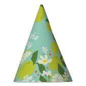 Gepersonaliseerde Lemon Floral Verjaardag Party Pe Feesthoedjes (Rechts)