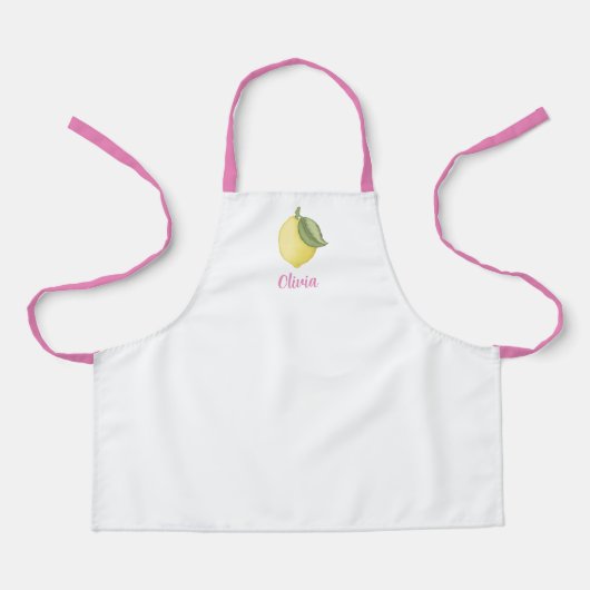 Gepersonaliseerde Lemon Keuken Schort – Roze (Voorkant)