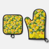 Gepersonaliseerde Lemon & Pillen Apotheek Keuken Ovenwant & Pannenlap Set (Voorkant)