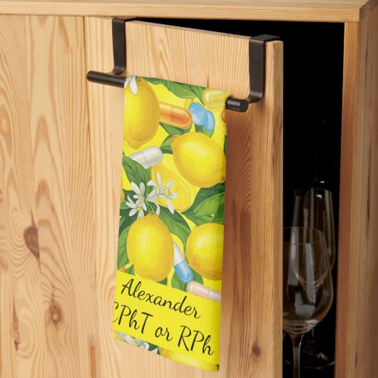 Gepersonaliseerde Lemon & Pillen Apotheek Theedoek (Derde Gevouwen)