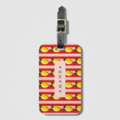 Gepersonaliseerde Lemon Stripe Patroon Gele Citroe Bagagelabel (Voorkant (verticaal))