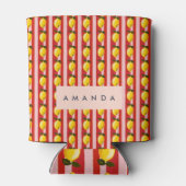 Gepersonaliseerde Lemon Stripe Patroon Gele Citroe Blikjeskoeler (Achterkant)