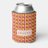 Gepersonaliseerde Lemon Stripe Patroon Gele Citroe Blikjeskoeler (Blikje Achterkant)