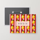 Gepersonaliseerde Lemon Stripe Patroon Gele Citroe Button (Voorkant / Achterkant)