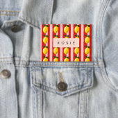 Gepersonaliseerde Lemon Stripe Patroon Gele Citroe Button (Insitu)