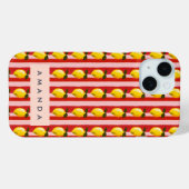 Gepersonaliseerde Lemon Stripe Patroon Gele Citroe Case-Mate iPhone Case (Achterkant (horizontaal))