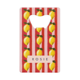 Gepersonaliseerde Lemon Stripe Patroon Gele Citroe Creditkaart Flessenopener