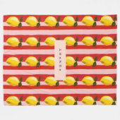 Gepersonaliseerde Lemon Stripe Patroon Gele Citroe Fleece Deken (Voorkant (Horizontaal))