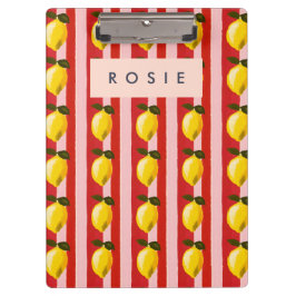 Gepersonaliseerde Lemon Stripe Patroon Gele Citroe Klembord