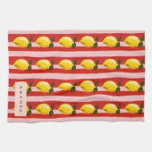 Gepersonaliseerde Lemon Stripe Patroon Gele Citroe Theedoek (Horizontaal)