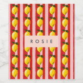 Gepersonaliseerde Lemon Stripe Patroon Gele Citroe Wijn Etiket (Enkel label)