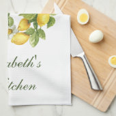 Gepersonaliseerde Lemon Wreath Leaves White Flower Theedoek (Quarter Fold)