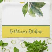 Gepersonaliseerde Lemon Yellow Green Greenery Theedoek (Gevouwen)