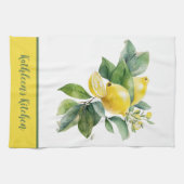Gepersonaliseerde Lemon Yellow Green Greenery Theedoek (Horizontaal)