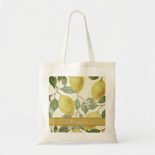 Gepersonaliseerde Lemon Yellow Summer Fruit Tote Bag
