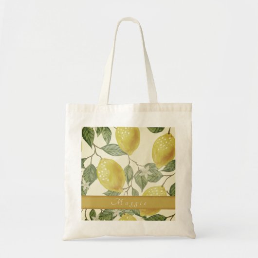 Gepersonaliseerde Lemon Yellow Summer Fruit Tote Bag (Voorkant)