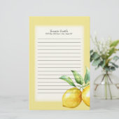 Gepersonaliseerde Lemons en Groene Bladen op Wit Briefpapier (Staand voorkant)